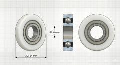 TRANSIT V100-V120-V190 SÜR.KAPI SÜRGÜ RULMANI BILYA (İÇ 6mm x DIŞ 24mm)