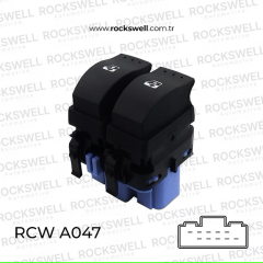 Renault Megane II ve Scenic II Uyumlu Ön Sol Çiftli Cam Açma Kapama Düğme Anahtarı (Mavi Soket, 10 Fiş)