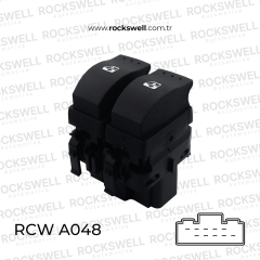 Renault Megane II, Laguna II ve Trafic II Uyumlu Ön Sol Çiftli Cam Açma Kapama Düğme Anahtarı (10 Fiş, Siyah Soket)