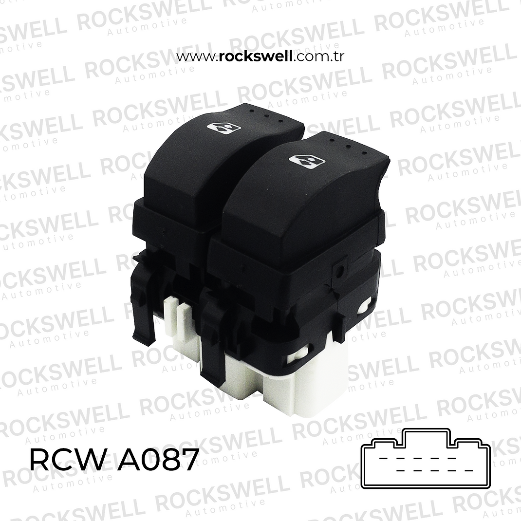 Renault Megane II, Laguna II ve Espace IV Uyumlu Ön Sol Çiftli Cam Açma Kapama Düğme Anahtarı (10 Fiş, Gri Soket) (OEM:8200315042)