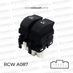 Renault Megane II, Laguna II ve Espace IV Uyumlu Ön Sol Çiftli Cam Açma Kapama Düğme Anahtarı (10 Fiş, Gri Soket) (OEM:8200315042)