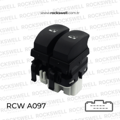 Renault Clio 3, Symbol 2, Modus ve Twingo 2 Uyumlu Ön Sol Çiftli Cam Açma Kapama Düğme Anahtarı (OEM:8200 214 939)