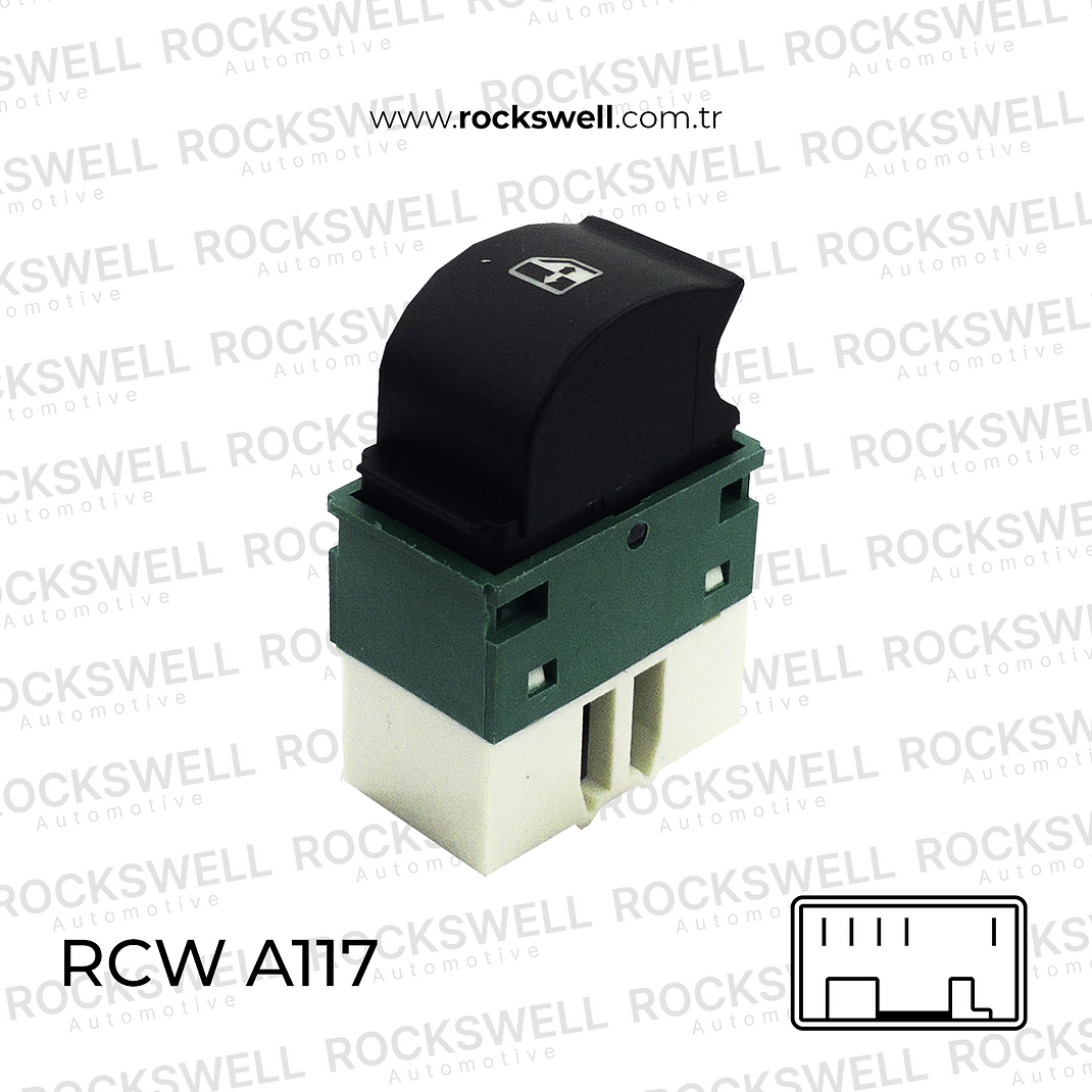 FIAT DOBLO II Ön Sol Tekli Cam Açma Kapama Anahtarı (5 Fiş / Beyaz) Cam Düğmesi (OEM 735417033)