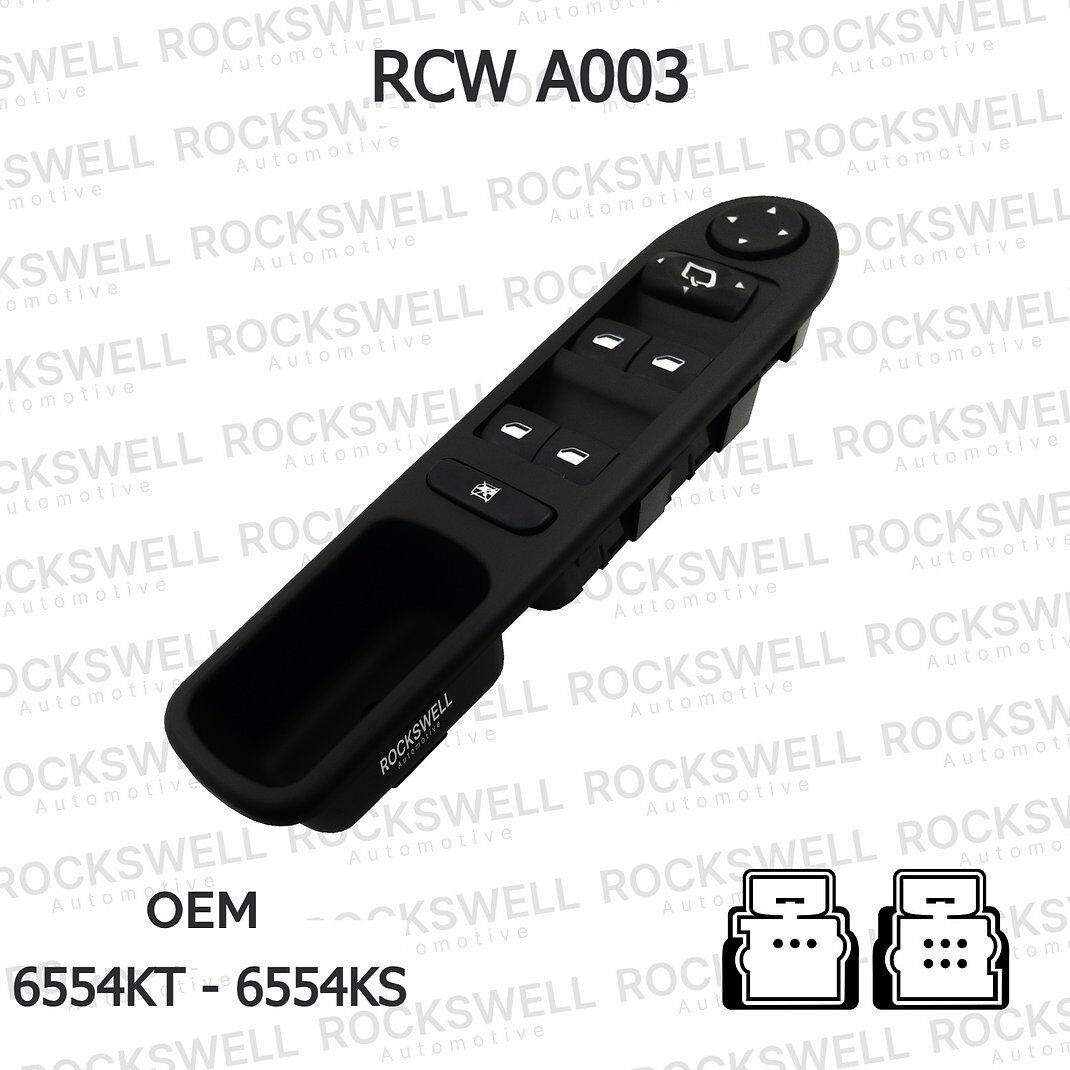 Peugeot 307 Ön Sol Dörtlü Cam Kumanda Anahtarı (9 Pin) | Ayna Ayar ve Çocuk Kilidi Özellikli (2001 - 2010) (OEM 6554.KT - 6554.KS )