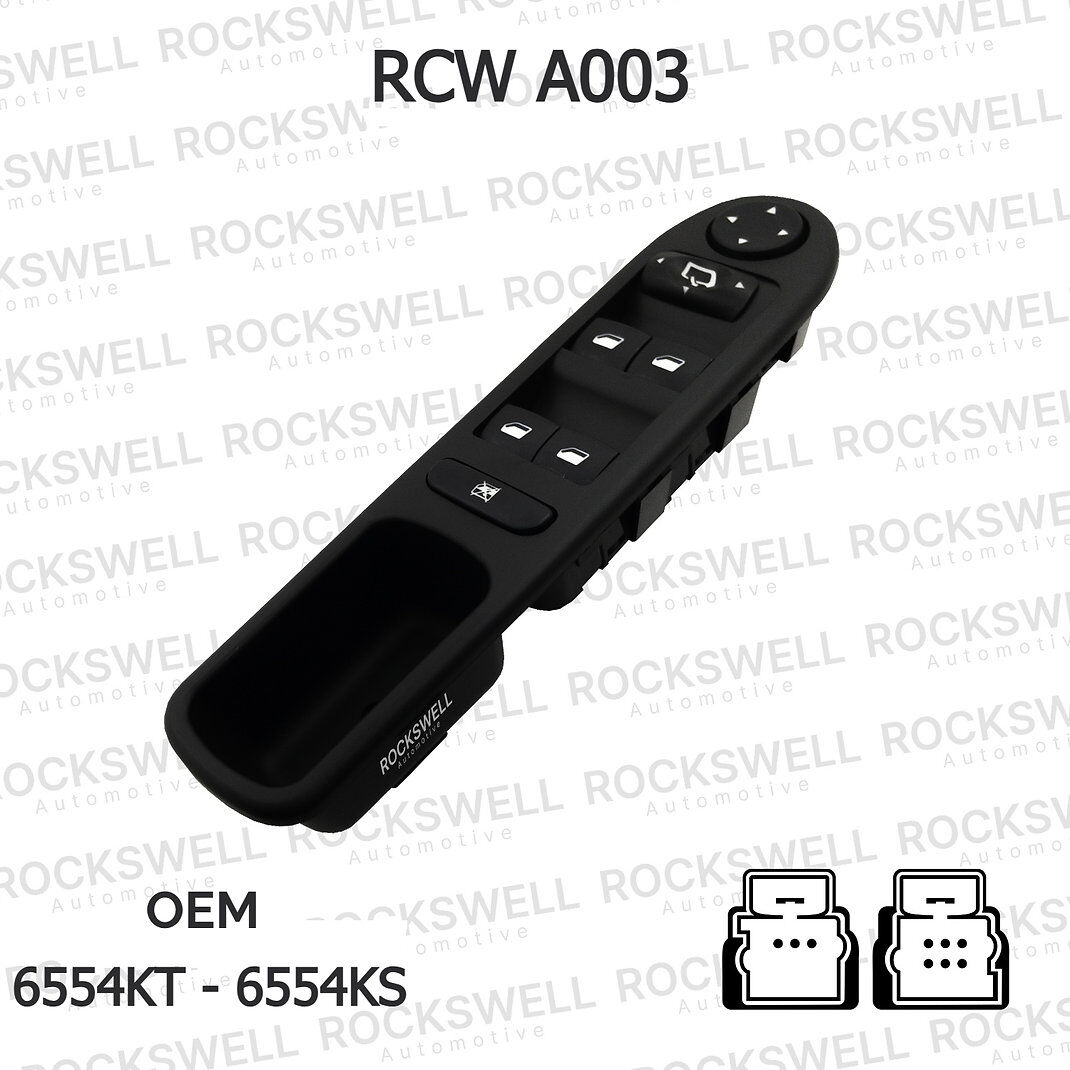 Peugeot 307 Ön Sol Dörtlü Cam Kumanda Anahtarı (9 Pin) | Ayna Ayar ve Çocuk Kilidi Özellikli (2001 - 2010) (OEM 6554.KT - 6554.KS )