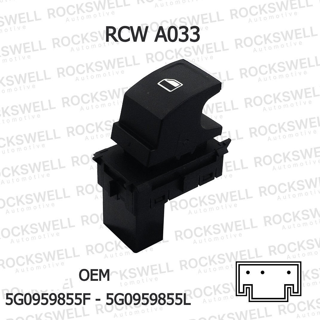 VW Grubu Tekli Cam Açma Kapama Anahtarı (Krom & Beyaz Işıklı) | Golf VII, Tiguan, T-Roc, Crafter, Ateca, Superb Uyumlu (OEM 5G0959855F / 5G0959855L)