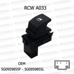 VW Grubu Tekli Cam Açma Kapama Anahtarı (Krom & Beyaz Işıklı) | Golf VII, Tiguan, T-Roc, Crafter, Ateca, Superb Uyumlu (OEM 5G0959855F / 5G0959855L)