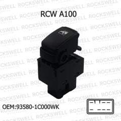 Hyundai Getz (2003-2011) Arka Sol (Tekli) Cam Açma Kapama Düğmesi Anahtarı - Ön Sağ / Arka Sağ Uyumlu - OEM: 93580-1C000WK