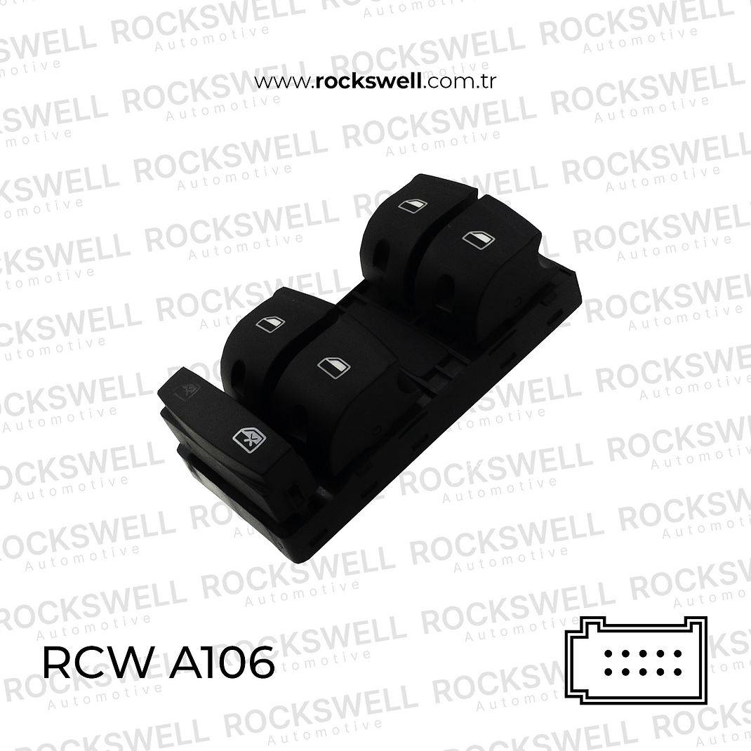 Audi A3 A6 S6 Q7 RS6 Sürücü Kapısı Ana Cam Açma Kapama ve Emniyet Kilit Düğmesi 4'lü - (2004-2014) (OEM: 4F0959851C)