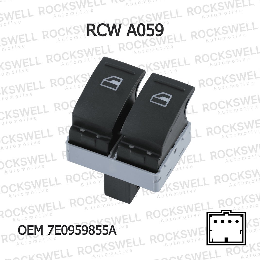 Volkswagen Transporter T5 T6 Caravelle Sürücü Kapısı Çiftli Cam Açma Kapama Anahtarı (2003-2016) - (OEM: 7E0959855A)