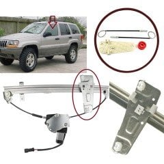 Jeep Grand Cherokee Mk2 Wj Wg Için Ön Sol Cam Kriko Seti 1998-2005 (OEM: 55076467AB, 55076467AD, 55076467AC)